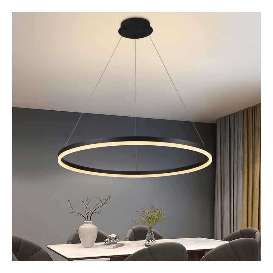 Brilagi - LED lustrs ar regulējamu gaismas intensitāti uz troses CIRCLE LED/55W/230V 3000-6500K Ø 80 cm melna + ar tālvadības pulti