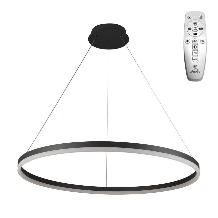 Brilagi - LED lustrs ar regulējamu gaismas intensitāti uz troses CIRCLE LED/55W/230V 3000-6500K Ø 80 cm melna + ar tālvadības pulti