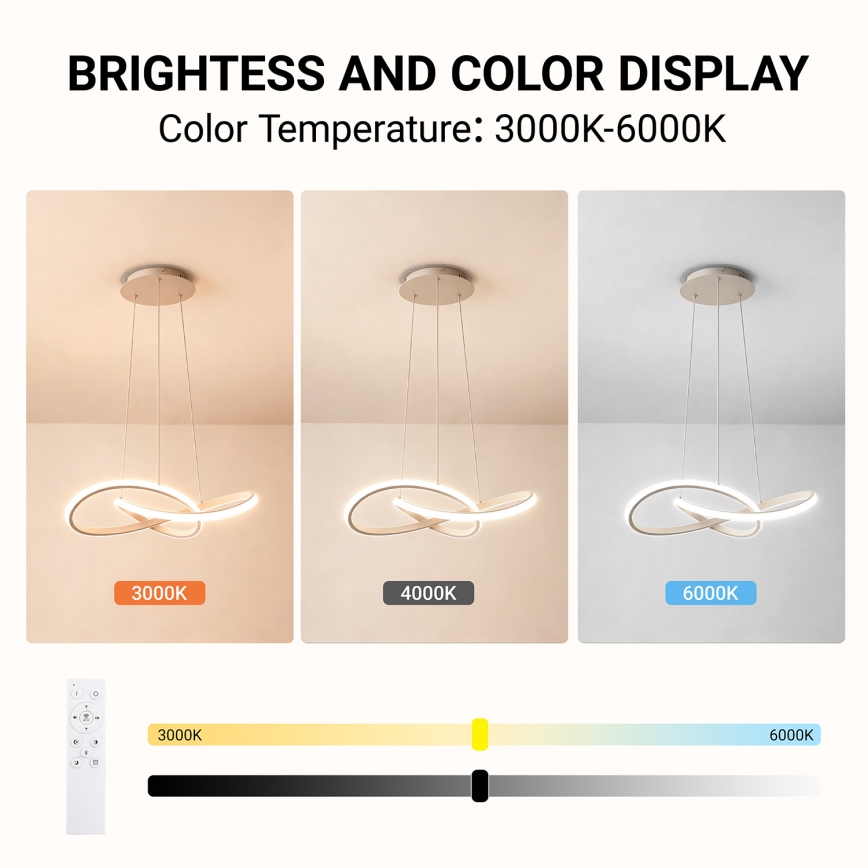 BRILAGI - LED regulējamā lustra uz troses INFINITY LED/55W/230V 3000-6000K 50x50 cm bēša + ar tālvadības pulti