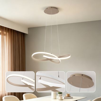 BRILAGI - LED regulējamā lustra uz troses INFINITY LED/55W/230V 3000-6000K 50x50 cm bēša + ar tālvadības pulti