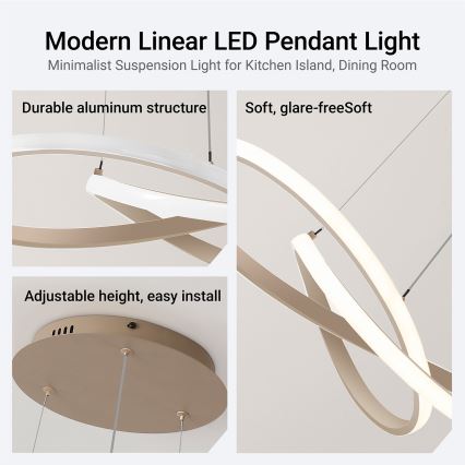 BRILAGI - LED regulējamā lustra uz troses INFINITY LED/55W/230V 3000-6000K 50x50 cm bēša + ar tālvadības pulti