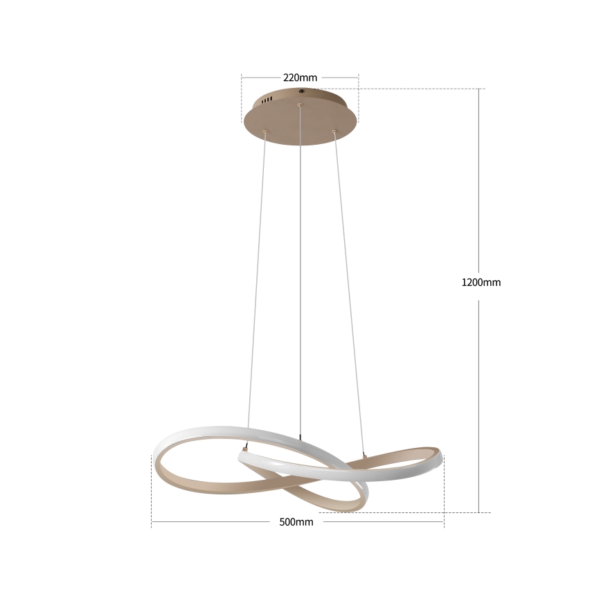 BRILAGI - LED regulējamā lustra uz troses INFINITY LED/55W/230V 3000-6000K 50x50 cm bēša + ar tālvadības pulti