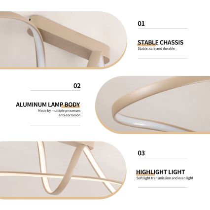 Brilagi - LED regulējama virsmontēta griestu lampa TWISTER LED/60W/230V 3000-6000K bēša + tālvadības pults