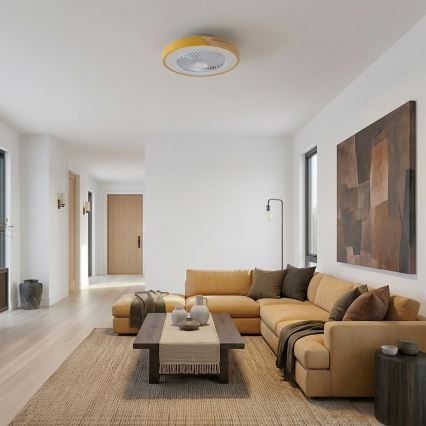 Brilagi - LED dimējama griestu lampa ar ventilatoru LED/38W/230V 3000-6500K 3000-6500K diametrs 50 cm zelta/ozols + ar tālvadības pulti