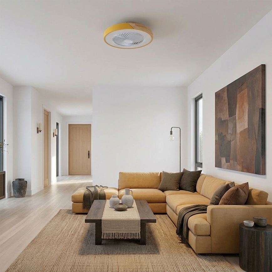 Brilagi - LED dimējama griestu lampa ar ventilatoru LED/38W/230V 3000-6500K 3000-6500K diametrs 50 cm zelta/ozols + ar tālvadības pulti