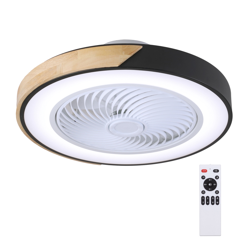 Brilagi - LED dimmējams griestu gaismeklis ar ventilatoru LED/30W/230V 3000-6500K Ø 50 cm melns/ozols + ar tālvadības pulti