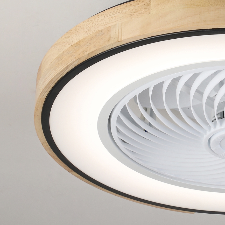 Brilagi - LED dimmējams griestu gaismeklis ar ventilatoru LED/30W/230V 3000-6500K Ø 50 cm melns/ozols + ar tālvadības pulti