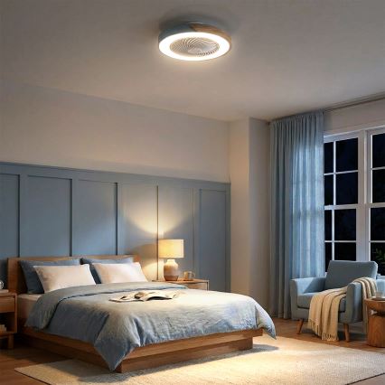 Brilagi - LED regulējama griestu lampa ar ventilatoru LED/38W/230V 3000-6500K pr. 50 cm zils/ozols + tālvadības pults