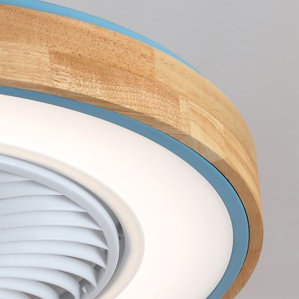Brilagi - LED regulējama griestu lampa ar ventilatoru LED/38W/230V 3000-6500K pr. 50 cm zils/ozols + tālvadības pults