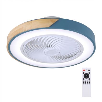 Brilagi - LED regulējama griestu lampa ar ventilatoru LED/38W/230V 3000-6500K pr. 50 cm zils/ozols + tālvadības pults