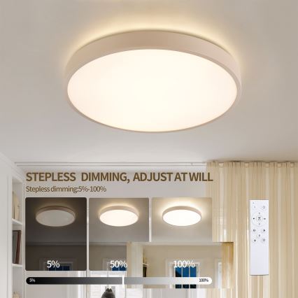 Brilagi - LED regulējams stropas gaismeklis GLASS POOL DOUBLE LED/48W/230V 3000-6000K 40 cm bēšs + ar tālvadības pulti
