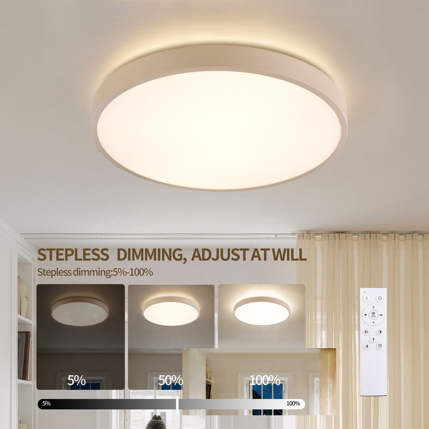 Brilagi - LED regulējams stropas gaismeklis GLASS POOL DOUBLE LED/48W/230V 3000-6000K 40 cm bēšs + ar tālvadības pulti