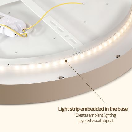Brilagi - LED regulējams stropas gaismeklis GLASS POOL DOUBLE LED/48W/230V 3000-6000K 40 cm bēšs + ar tālvadības pulti