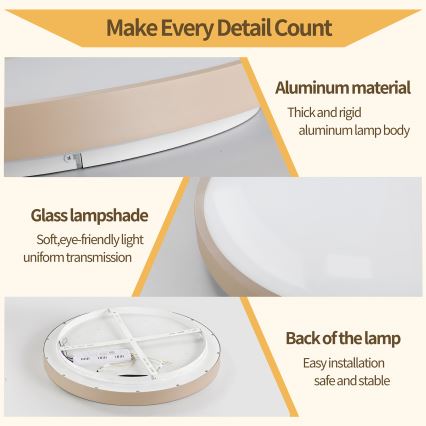 Brilagi - LED regulējams stropas gaismeklis GLASS POOL DOUBLE LED/48W/230V 3000-6000K 40 cm bēšs + ar tālvadības pulti