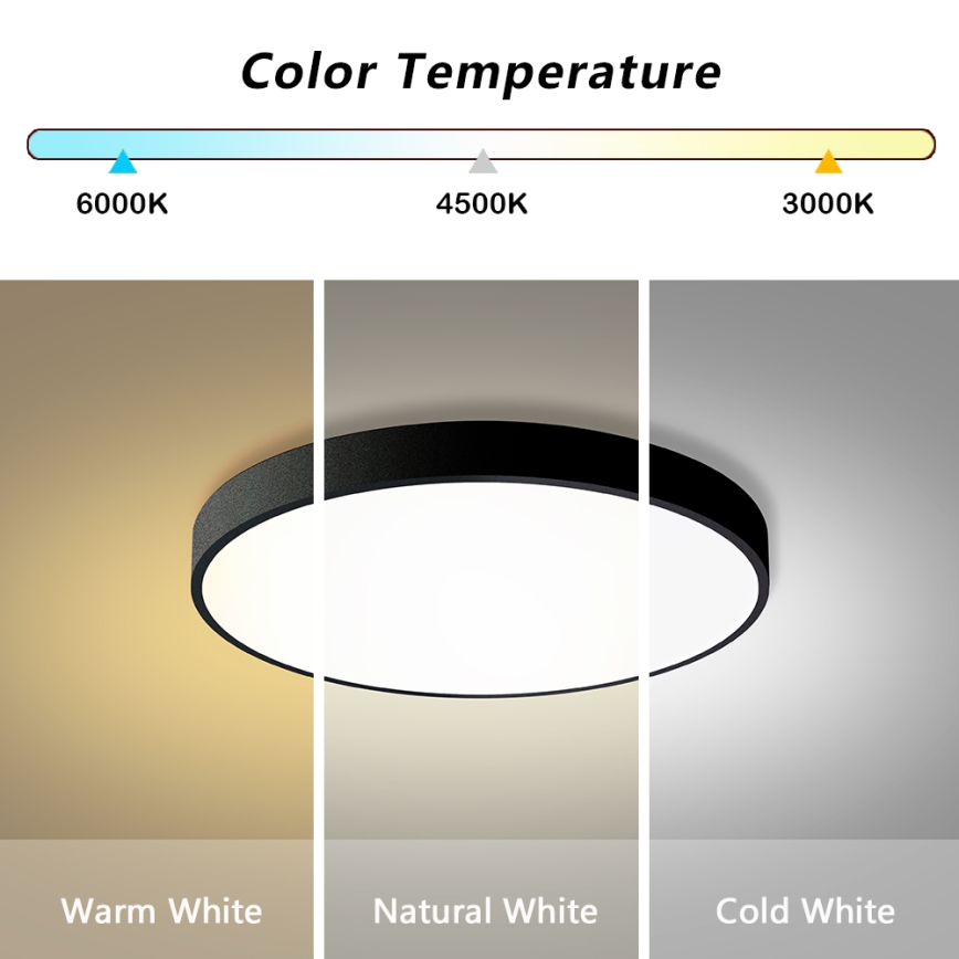 Brilagi - LED regulējams griestu gaismeklis POOL LED/60W/230V 3000-6000K Ø 60 cm melns + tālvadības pults