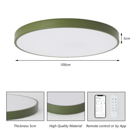 Brilagi - LED regulējams gaismeklis POOL SMART LED/128W/230V Ø 100 cm 3000-6000K Wi-Fi Tuya + tālvadības pults, zaļš