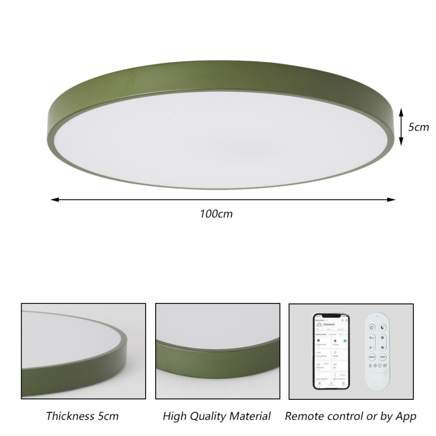 Brilagi - LED regulējams gaismeklis POOL SMART LED/128W/230V Ø 100 cm 3000-6000K Wi-Fi Tuya + tālvadības pults, zaļš