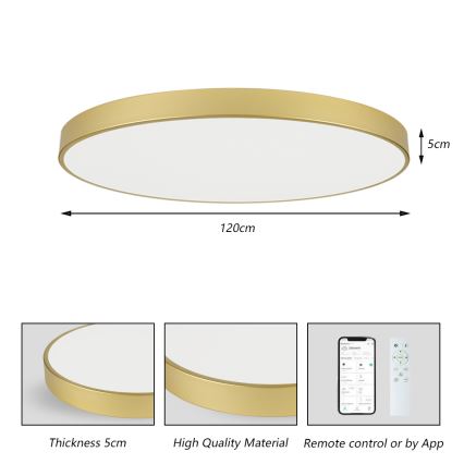 Brilagi - Regulējams LED griestu gaismeklis POOL SMART LED/180W/230V 3000-6000K 120 cm zelta Wi-Fi Tuya + tālvadības pults