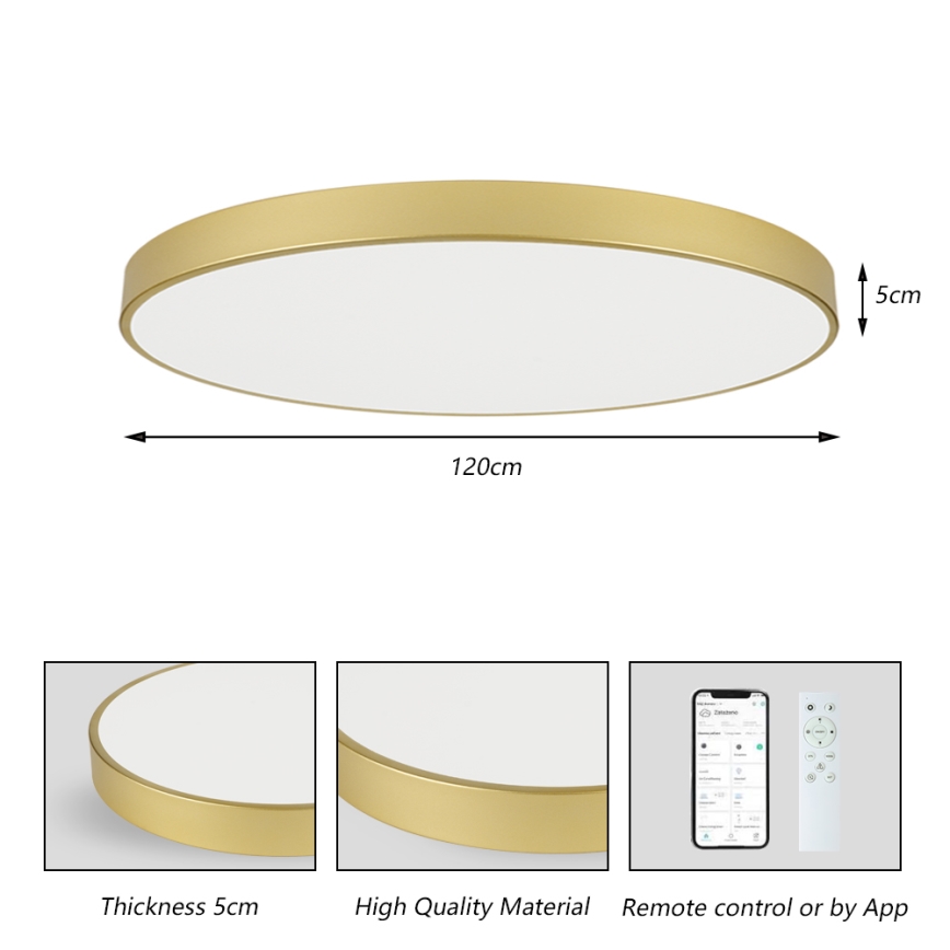 Brilagi - Regulējams LED griestu gaismeklis POOL SMART LED/180W/230V 3000-6000K 120 cm zelta Wi-Fi Tuya + tālvadības pults
