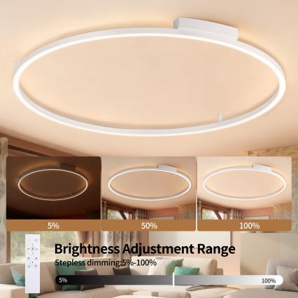 Brilagi - regulējama LED griestu lampa PORTOFINO LED/85W/230V 3000-6000K Ø 120 cm balta + tālvadība