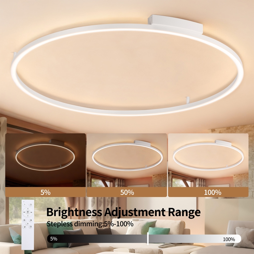 Brilagi - regulējama LED griestu lampa PORTOFINO LED/85W/230V 3000-6000K Ø 120 cm balta + tālvadība