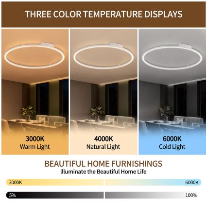 Brilagi - regulējama LED griestu lampa PORTOFINO LED/85W/230V 3000-6000K Ø 120 cm balta + tālvadība