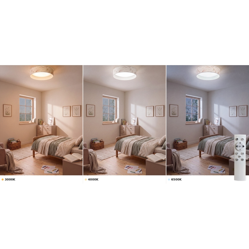 BRILAGI - LED regulējams griestu gaismeklis VELVET SMART VARI LED/36W/230V 3000-6500K Ø 55 cm balts/ar ziediem + tālvadības pults