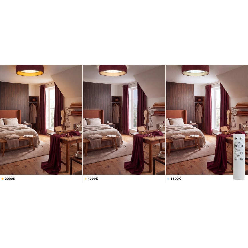 BRILAGI - LED dimmējams griestu gaismeklis VELVET SMART VARI LED/36W/230V 3000–6500K Ø 55 cm, burgundijas/zelta krāsā + tālvadības pults
