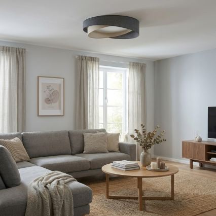 BRILAGI - LED griestu lampa ar regulējamu spilgtumu VELVET TWIST LED/36W/230V 3000-6000K Ø 65 cm Wi-Fi Tuya Beacon pelēka/krēmīga + ar tālvadības pulti