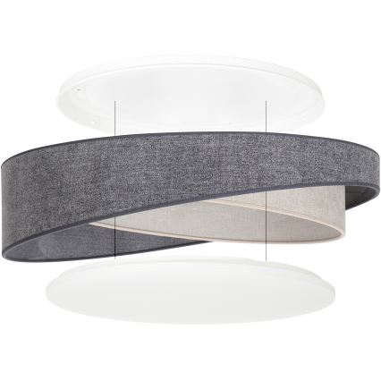 BRILAGI - LED griestu lampa ar regulējamu spilgtumu VELVET TWIST LED/36W/230V 3000-6000K Ø 65 cm Wi-Fi Tuya Beacon pelēka/krēmīga + ar tālvadības pulti