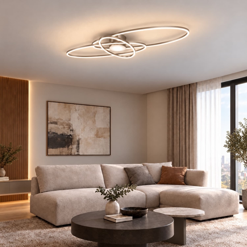 BRILAGI - APOLLO aptumšojama LED griestu lampa 58W/230V 3000-6500K 43,2x101,2 cm matēts hroms + tālvadības pults