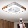 Brilagi - LED dimmējams griestu gaismeklis ar ventilatoru LED/30W/230V 3000-6500K balts/ozols + tālvadības pults