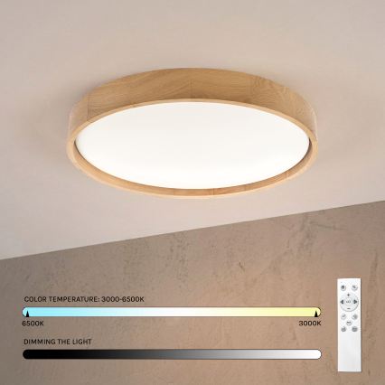 Brilagi - LED aptumšojama griestu lampa MANAROLA REMOTE LED/36W/230V 3000-6500K Ø 51 cm ozols + ar tālvadības pulti