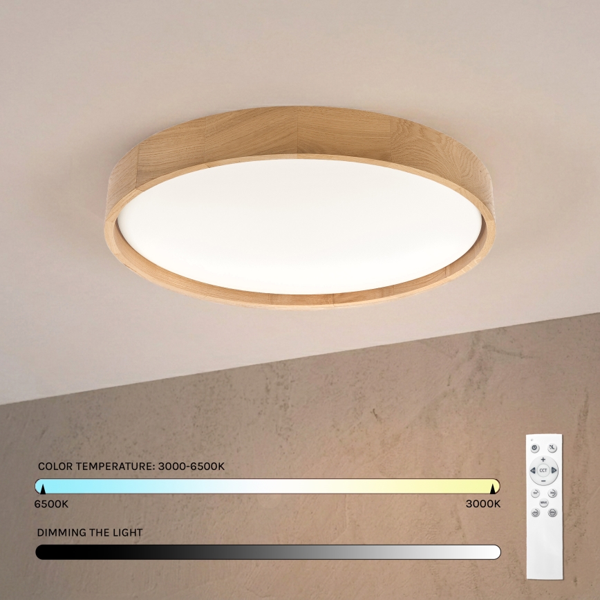 Brilagi - LED aptumšojama griestu lampa MANAROLA REMOTE LED/36W/230V 3000-6500K Ø 51 cm ozols + ar tālvadības pulti