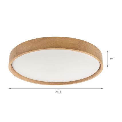Brilagi - LED aptumšojama griestu lampa MANAROLA REMOTE LED/36W/230V 3000-6500K Ø 51 cm ozols + ar tālvadības pulti