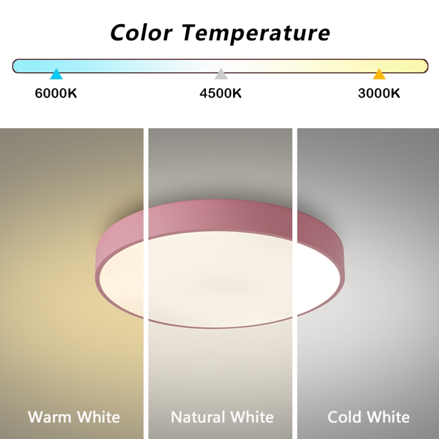 Brilagi - LED regulējams griestu gaismeklis POOL LED/36W/230V 3000-6000K pr. 30 cm rozā + tālvadības pults
