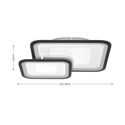 Brilagi - LED dimmējams griestu gaismeklis TANDORA LED/49W/230V 50x50 cm 3000-6000K + ar tālvadības pulti