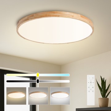 BRILAGI - LED dimmējams griestu gaismeklis WOODLINE LED/100W/230V 3000-6000K ozols Ø 80 cm + tālvadības pults