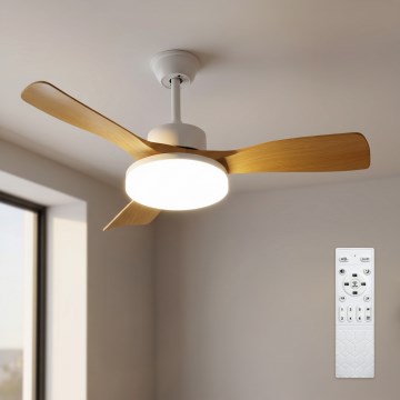 Brilagi - LED dimmējams griestu ventilators LED/34W/230V 3000-6500K Ø 106 cm balts/brūns + tālvadības pults