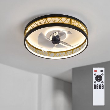 Brilagi - LED dimmējams griestu ventilators LED/34W/230V 50 cm melns/zelts + tālvadības pults