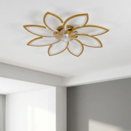 Brilagi - LED aptumšojams griestu ventilators LED/43W/230V Ø 90 cm zelta + tālvadības pults