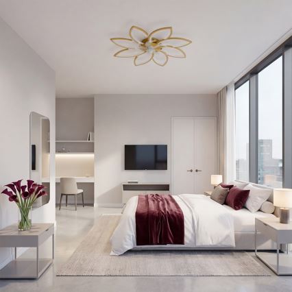 Brilagi - LED aptumšojams griestu ventilators LED/43W/230V Ø 90 cm zelta + tālvadības pults