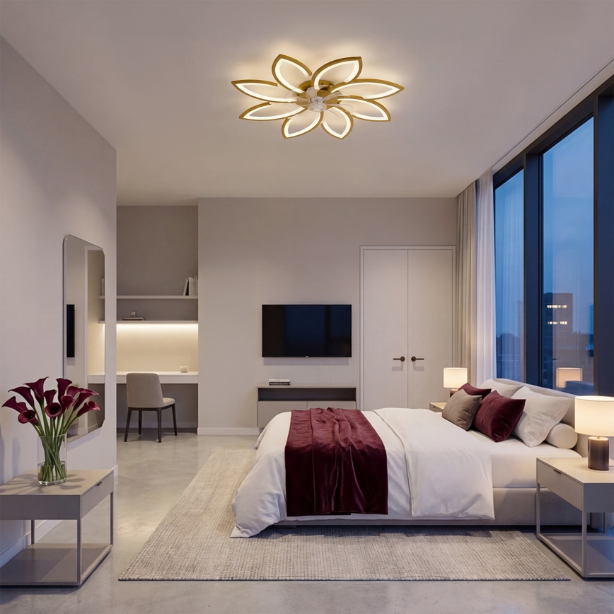 Brilagi - LED aptumšojams griestu ventilators LED/43W/230V Ø 90 cm zelta + tālvadības pults