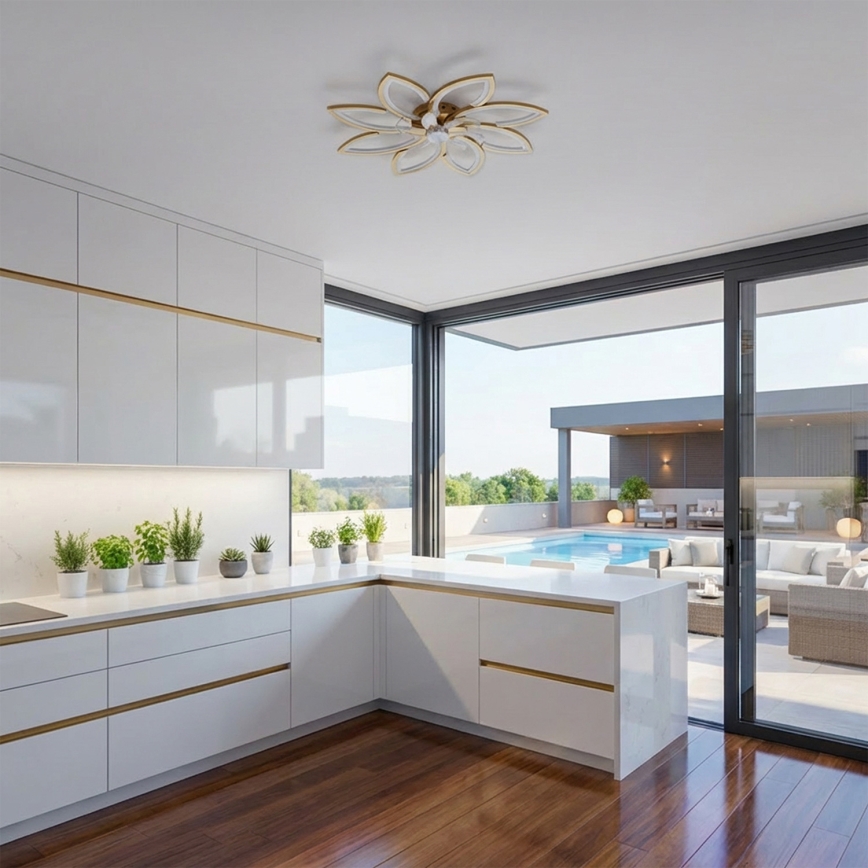 Brilagi - LED aptumšojams griestu ventilators LED/43W/230V Ø 90 cm zelta + tālvadības pults