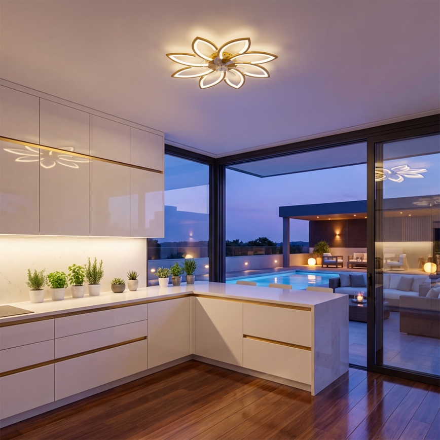 Brilagi - LED aptumšojams griestu ventilators LED/43W/230V Ø 90 cm zelta + tālvadības pults