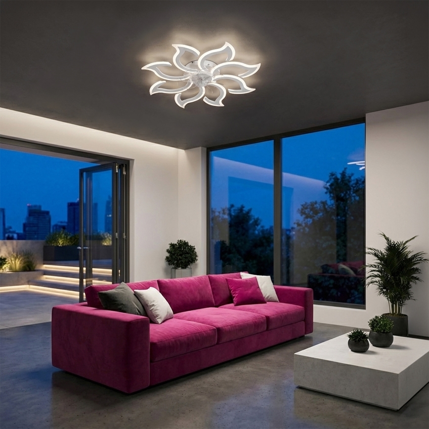 Brilagi - LED aptumšojams griestu ventilators LED/44W/230V Ø 90 cm balts + tālvadības pults