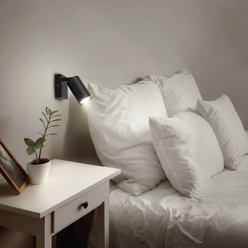 Brilagi - LED RGBW aptumšojams sienas punktveida gaismeklis SELE 1xGU10/4,8W/230V 3000K melns + tālvadības pults