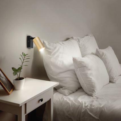 Brilagi - LED RGBW regulējams sienas prožektors SELE 1xGU10/4,8W/230V 3000K melns/zelts + tālvadība