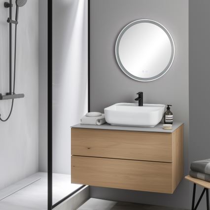 Brilagi - LED dimmējams vannasistabas apsildāms spogulis ar aizmugurējo apgaismojumu ALU PRO LED/18W/230V Ø 60 cm 3000/4000/6500K IP44 matēts hroms CRI 90