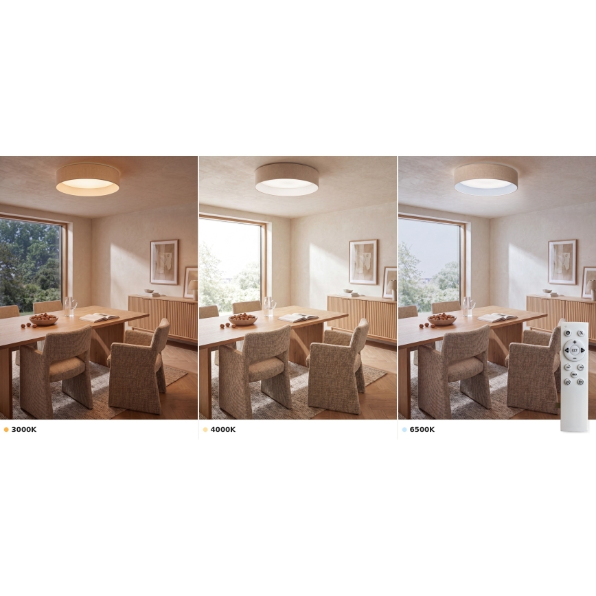 BRILAGI - VELVET SMART VARI LED, regulējams griestu gaismeklis, 36W/230V, 3000-6500K, Ø 55 cm, krēmkrāsā, ar tālvadības pulti